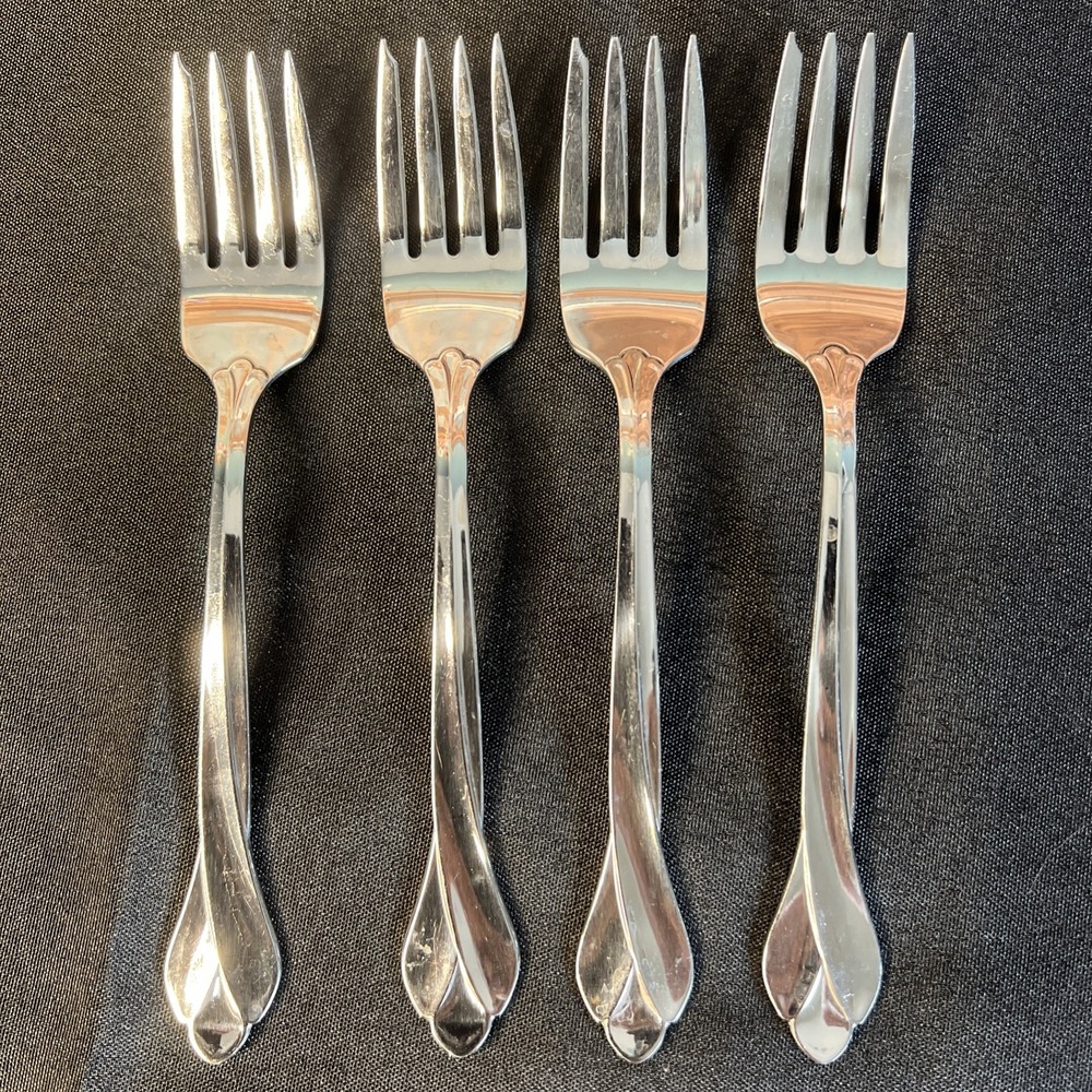 4pc - Oneida Tribeca SALAD FORKS - 6.5" - Stainless Steel - USA